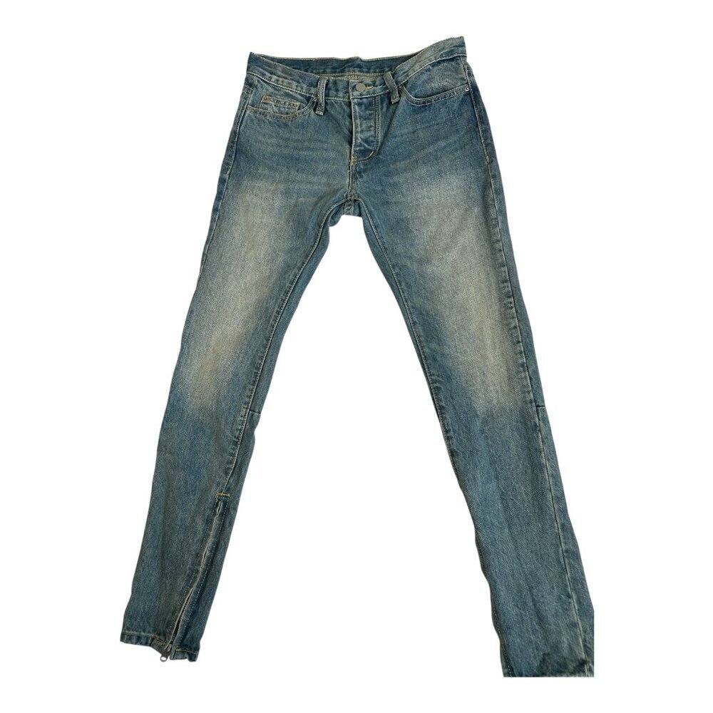 MNML Men’s Straight Leg Blue Jeans Ankle‎ Zipper Size 29x31 Streetwear Hip Hop